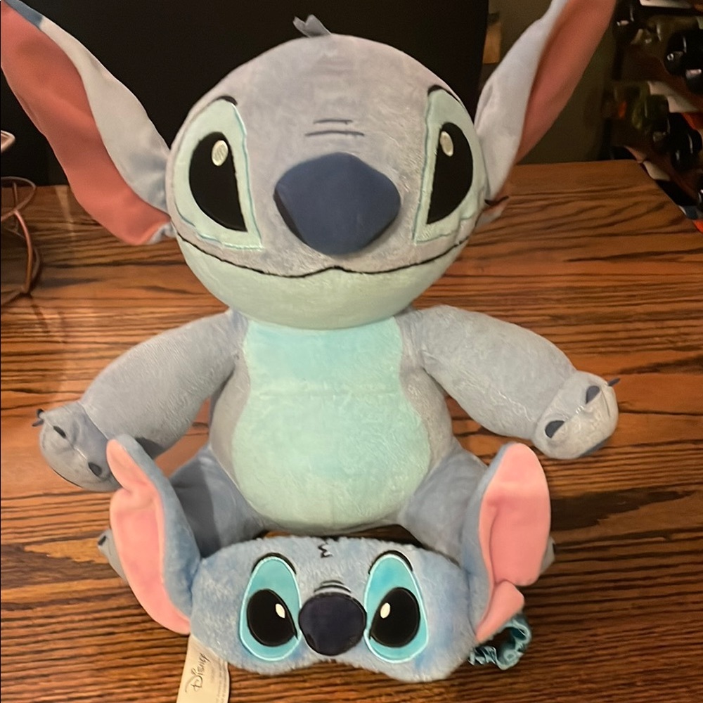 Disney Stitch Plush Toy with Sleep Mask - Blue and Pink